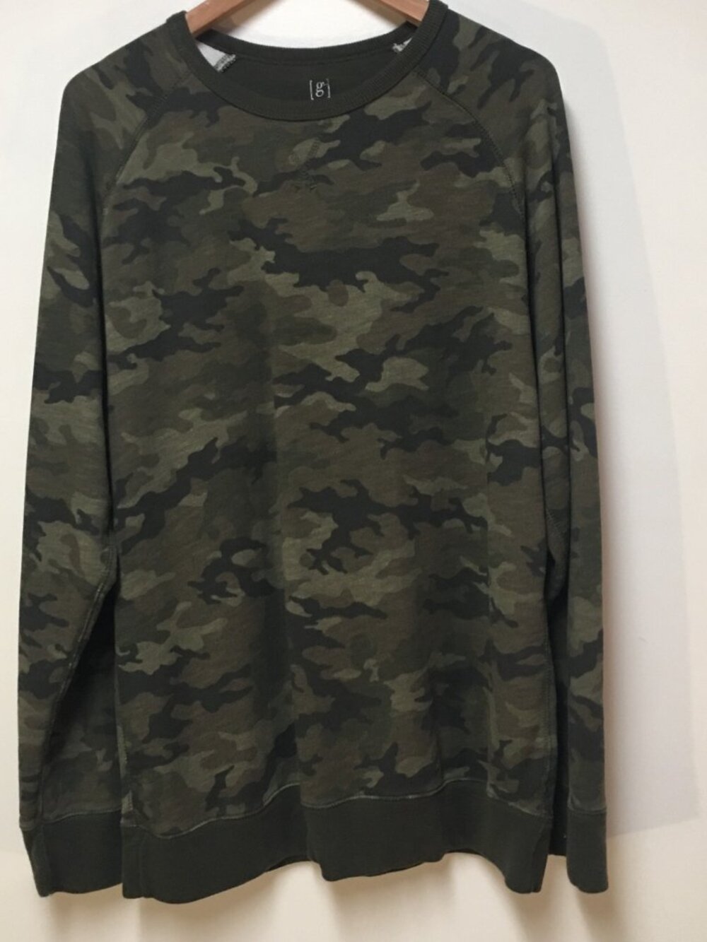 George Men XL 46-48 Sweatshirt Green Camouflage Crewneck Casual Outdoor Cotton‎